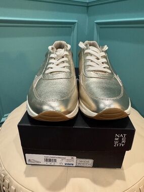 Naturalizer Shay leather sneakers - Champagne Gold size 11 WW - NEW in Box